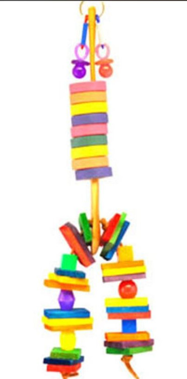 A&E Happy Beaks Wooden Spoon W/Bagels, Blocks & Beads Toy