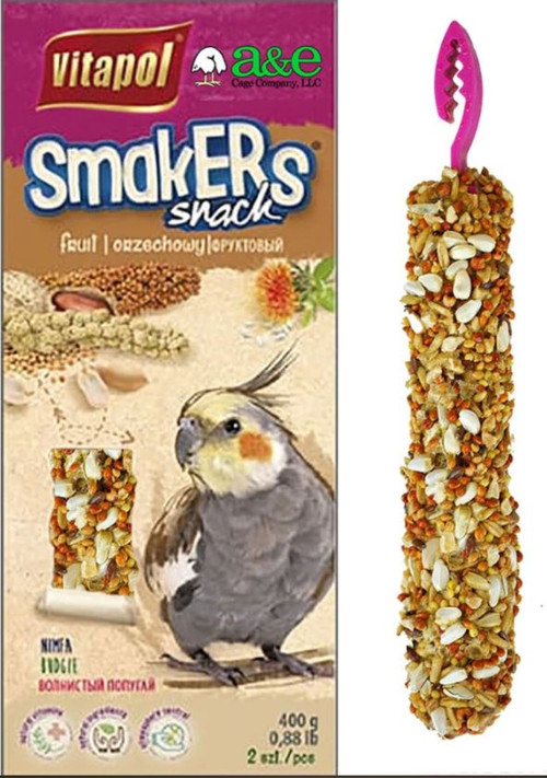A&E Vitapol Smakers Cockatiel Treat Stick, Nut, 2 Pk.