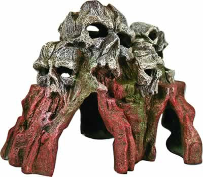 Blue Ribbon Skull Mountain Aquarium Ornament Medium