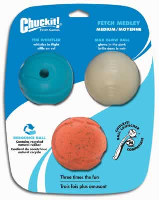 Chuckit! Fetch Medley Balls, 2.5 Inch, 3 Pack