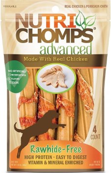 Nutri Chomps Advanced Chicken Twists Wrapped with Real Chicken, Dog Chews, Digestible Dog Chews, 4 Count, Medium