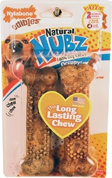 Nylabone Edibles Nubz Chew Treats for Dogs, Chicken Flavor, Dog Dental Health, Medium, 2 Count