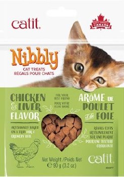 Catit Nibbly Chicken And Liver Flavor, Cat Treats, 3.17oz Bag