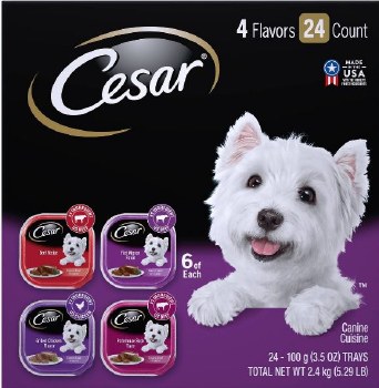 Cesar Classics Loaf in Sauce Variety Pack, Wet Dog Food, Case of 24, 3.5oz
