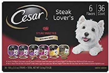 Cesar Canine Cuisine Steak Lovers Variety Pack, Wet Dog Food, Case of 36, 3.5oz
