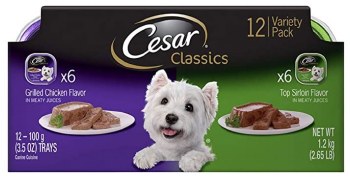 Cesar Classics Loaf in Sauce Top Sirloin and Grilled Chicken Variety Pack, Wet Dog Food, Case of 12, 3.5oz