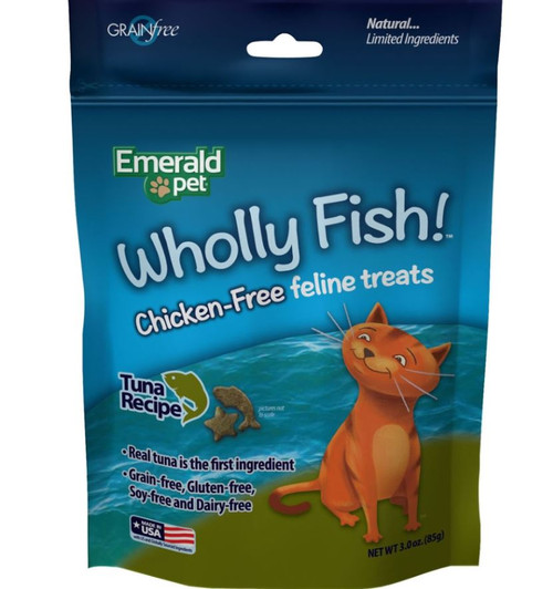 Emerald Pet Wholly Fish Chicken-Free Tuna Cat Treats, 3 Oz.
