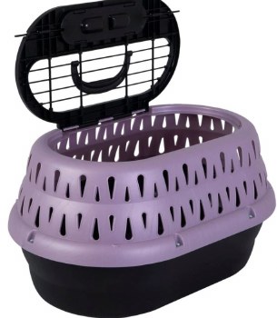 Petmate Top Load Cat Kennel,Cat Carrier, Black Purple