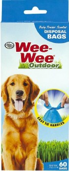 Four Paws Wee Wee Outdoor Waste Disposal Bags, Blue, Baby Powder Scent, 60 Count