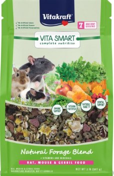 Sunseed Vitakraft Vita Smart Complete Nutrition Natural Foraging Blend Rat, Mouse, and Gerbil Food, 3lb