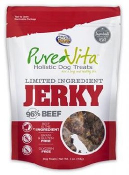 Pure Vita Beef Jerky Treats, Dog Treats, Case of 8, 4oz