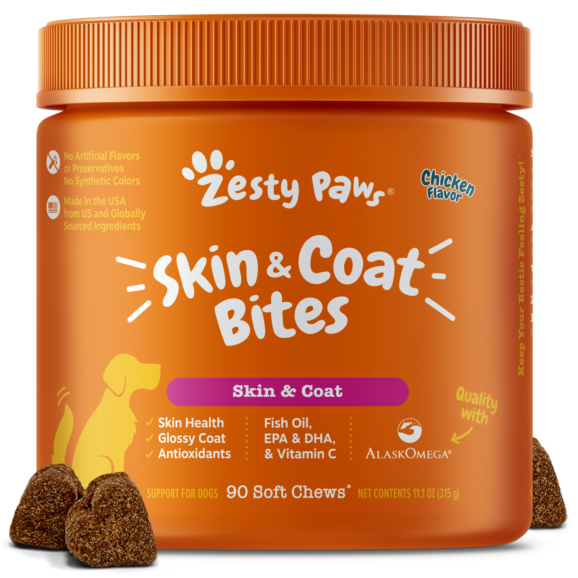Zesty Paws Skin & Coat Bites for Dogs