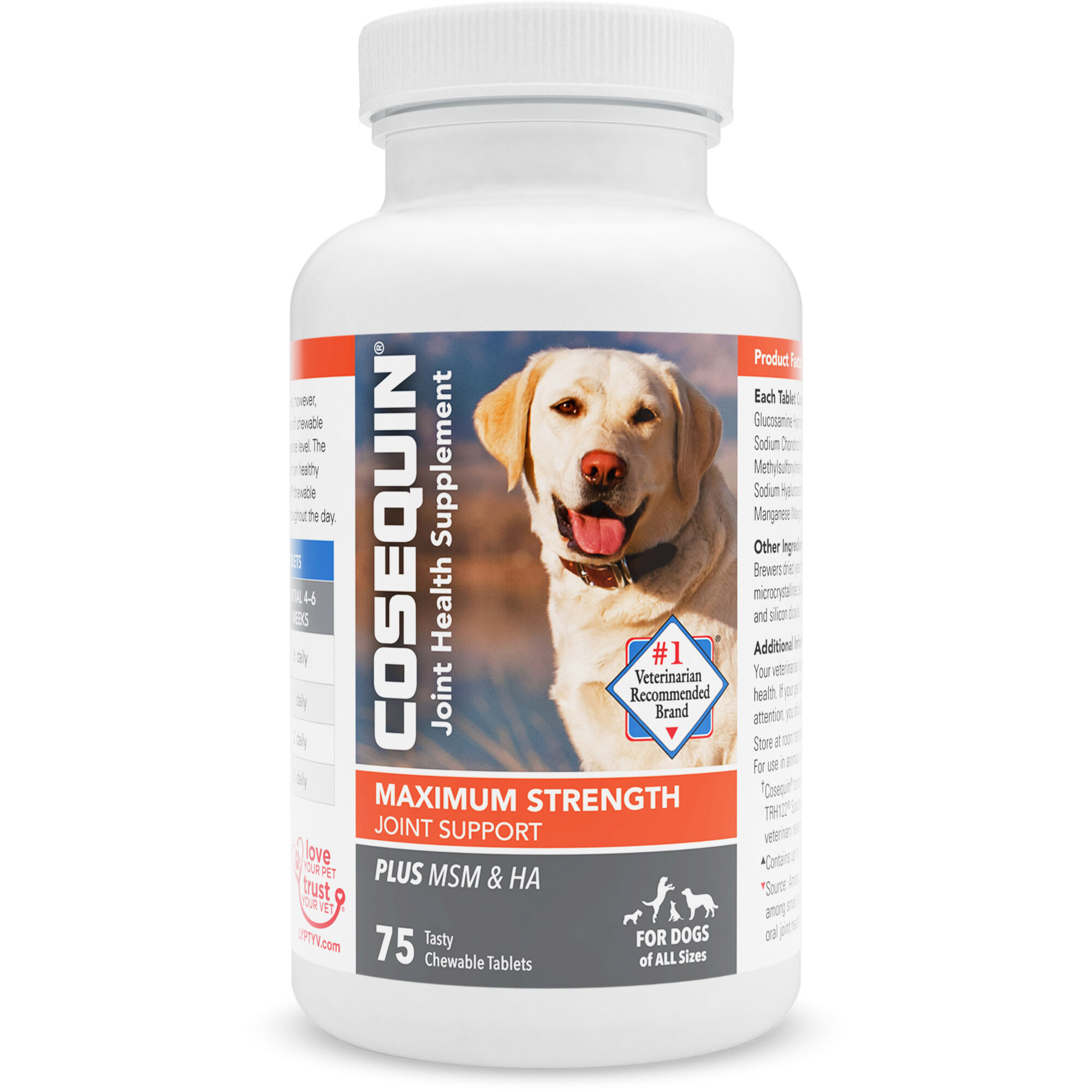 Nutramax Cosequin Maximum Strength Joint Health Supplement for Dogs - With Glucosamine, Chondroitin, MSM, and Hyaluronic Acid