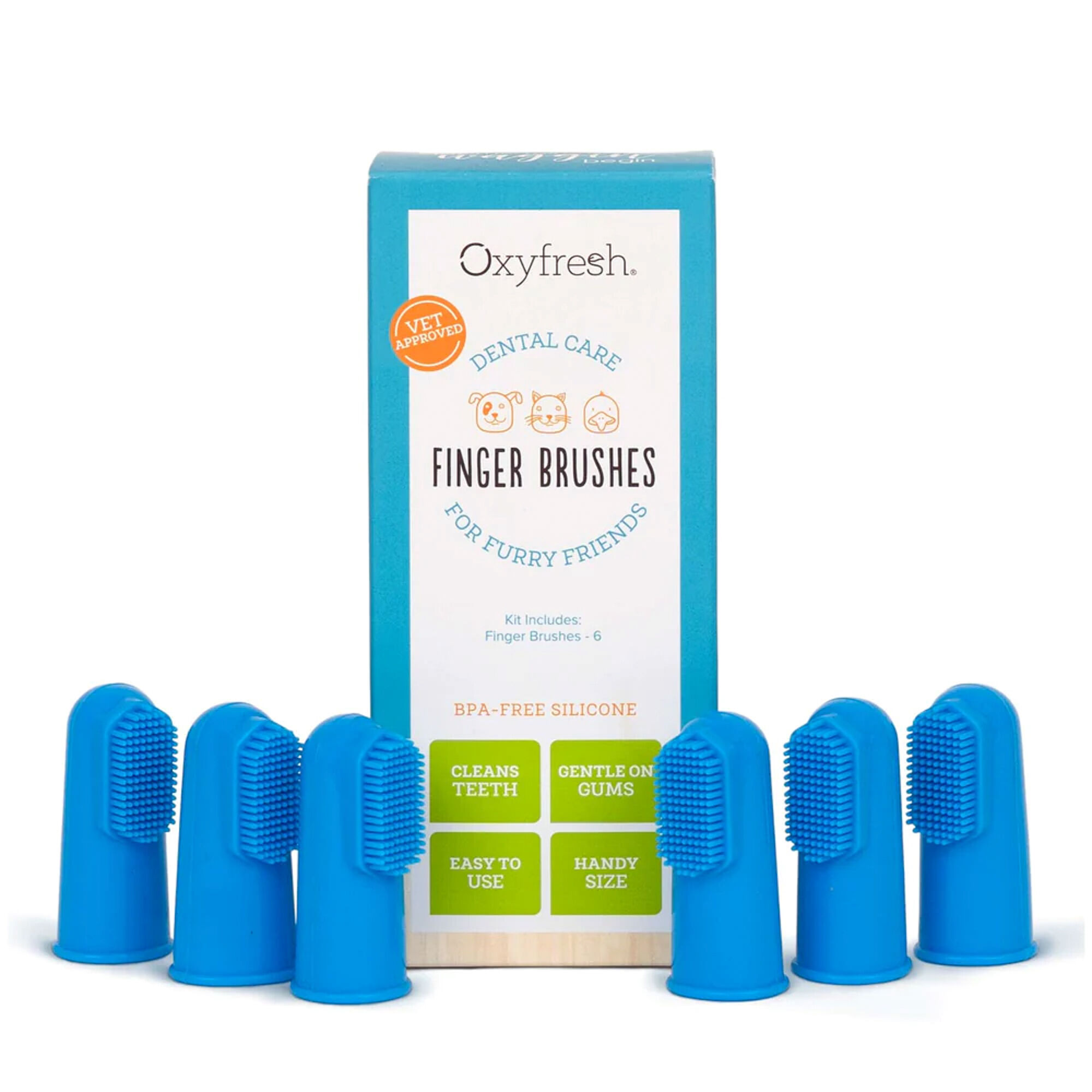Oxyfresh Premium Pet Toothbrush Set Super Soft BPA-Free Silicone Finger Brush for Dogs & Cats