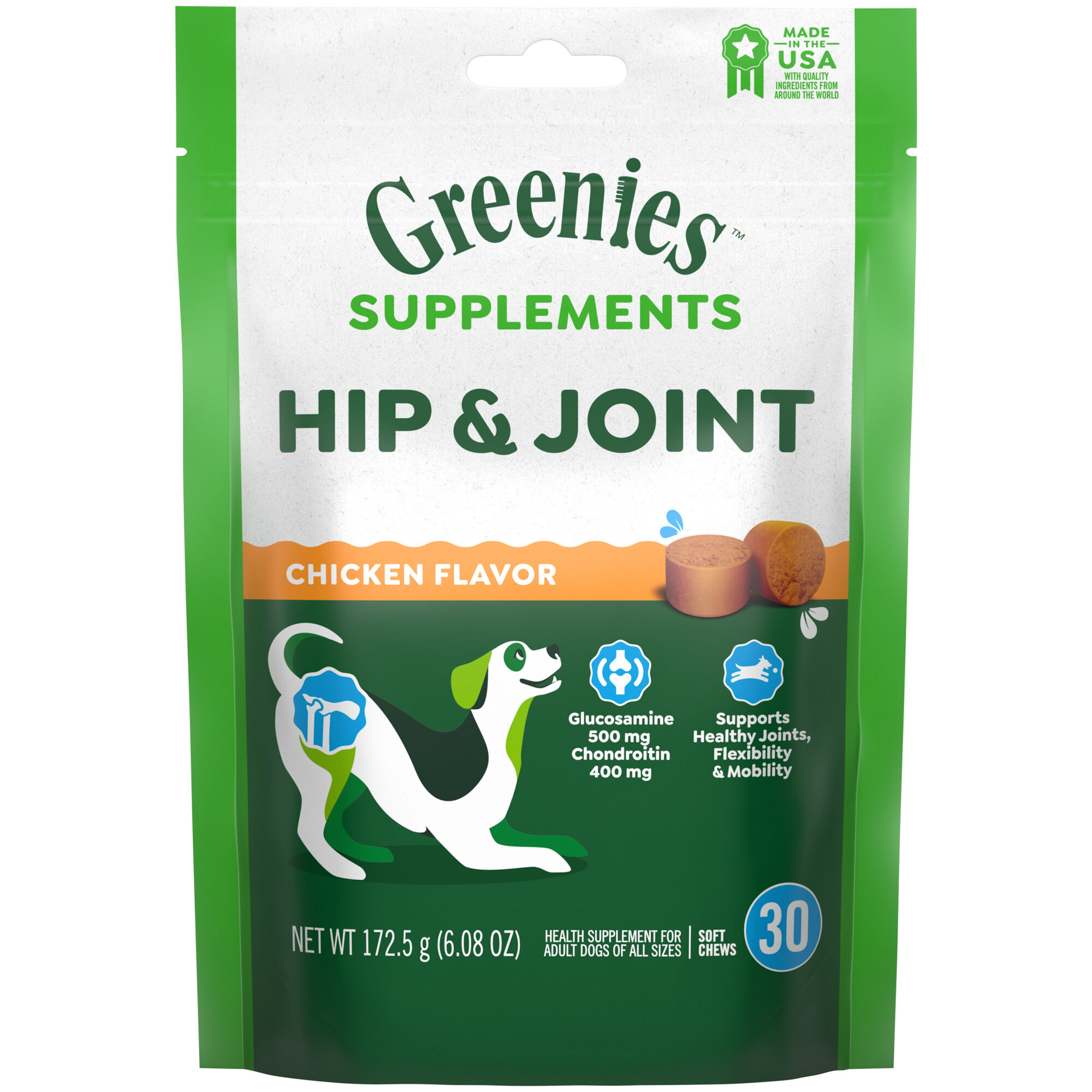 GREENIES Hip & Joint Chicken Flavored Soft Chew Supplements For Dogs
