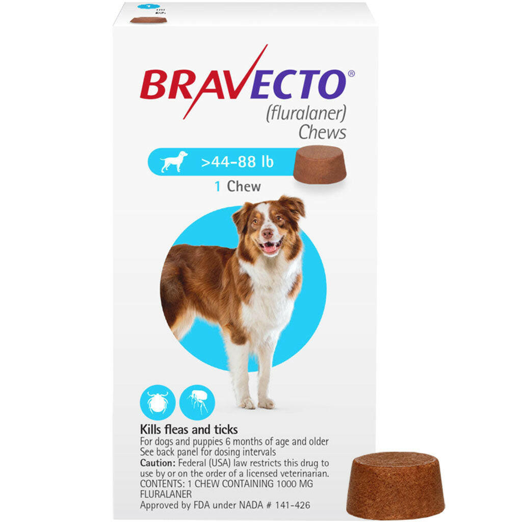 Bravecto Chews for Dogs (fluralaner) 44-88 lbs