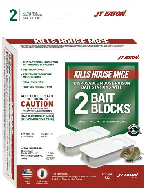 JT Eaton Disposable Mouse Poison Bait Station, 2 Blocks
