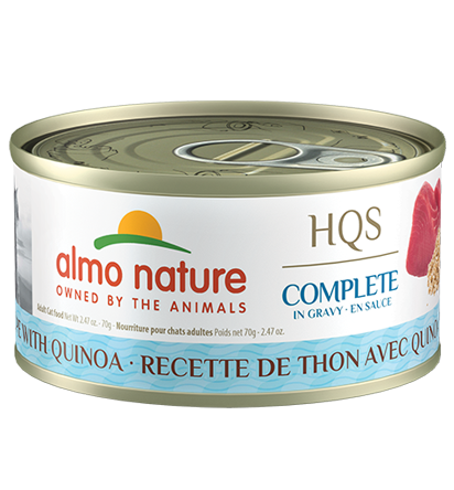 Almo Nature HQS Complete Tuna Recipe With Quinoa In Gravy Canned Cat Food: 2.47- Oz Cans, Case of 24