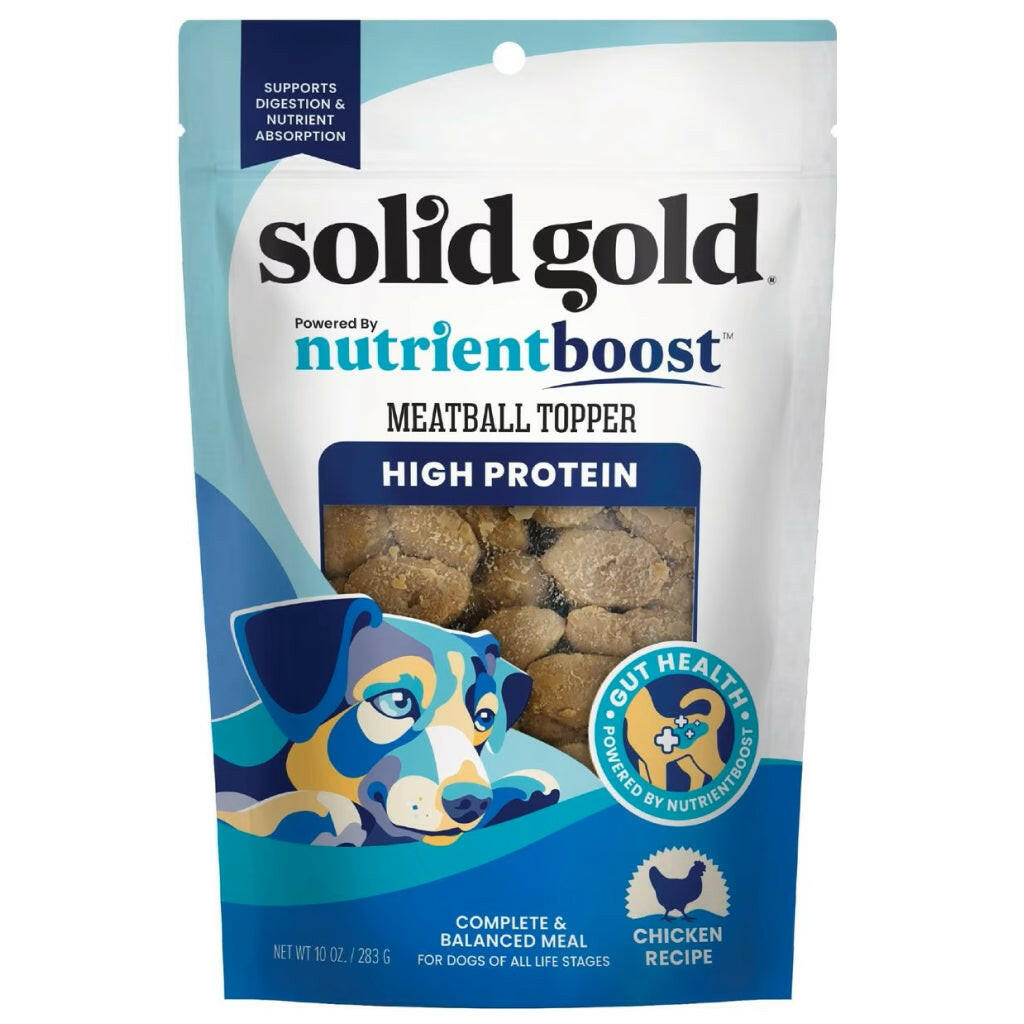 Solid Gold Chicken Meatball in Gravy High Protein Wet Meal Topper with Nutrientboost for Dogs (10.5 oz pouch)