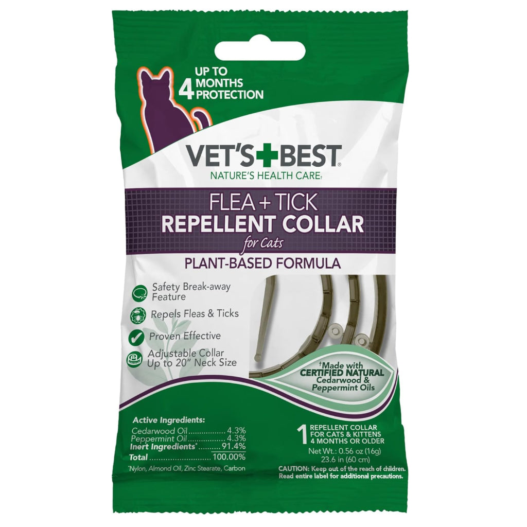 Vet's Best Flea + Tick Repellent Collar for Cats Plant Based Formula