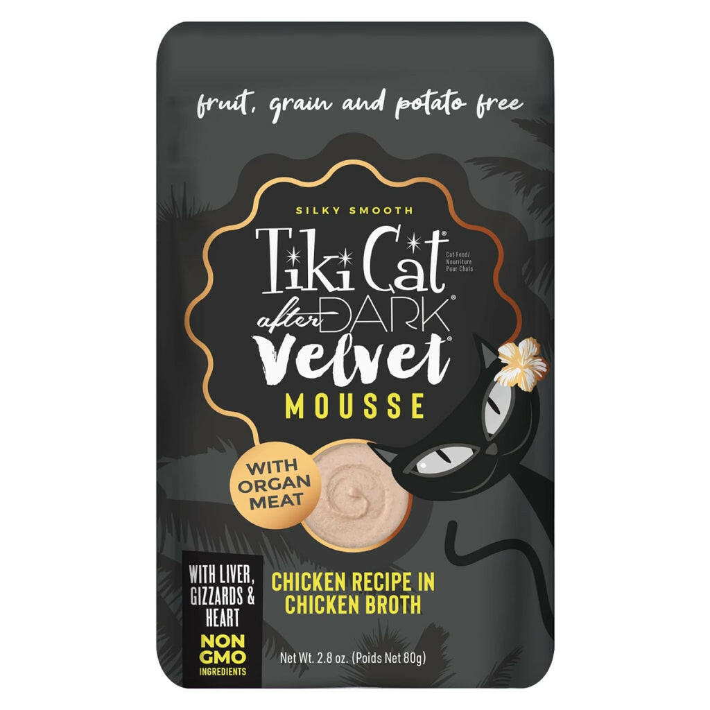 Tiki Cat After Dark Velvet Mousse Chicken Grain-Free Wet Food for Cats (2.8 oz x 12 pouches)