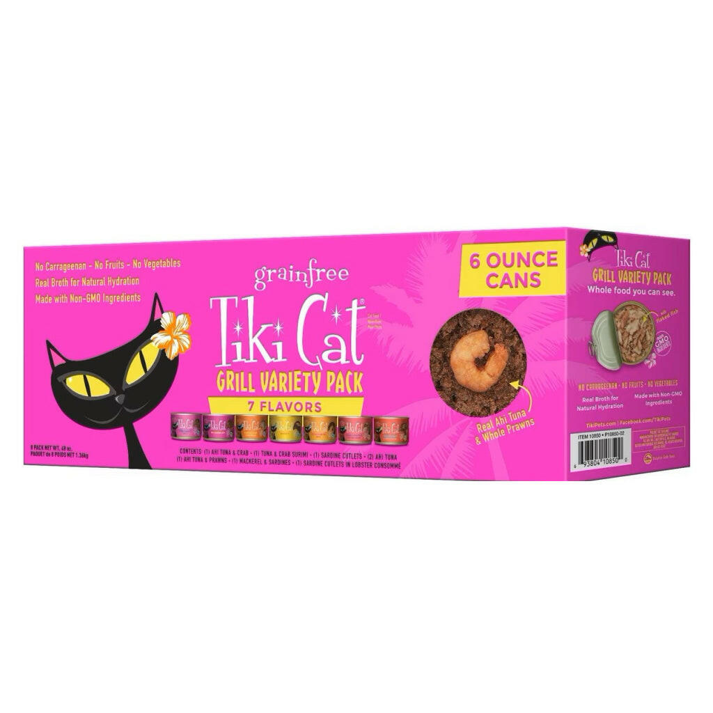 Tiki Cat Grill Grain-Free Wet Cat Food 7 Flavors Variety Pack (6 oz x 8 cans)