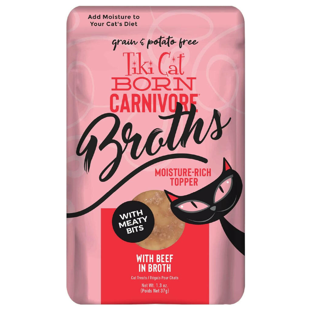 Tiki Cat Broths with Meaty Bits Grain-Free Wet Cat Food Topper (1.3 oz x 12 pouches)