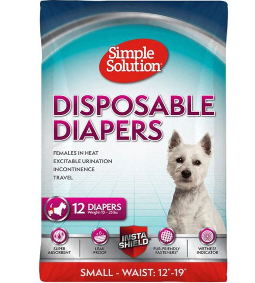 Simple Solution Disposable Diapers For Dogs, Small, 12 Pack
