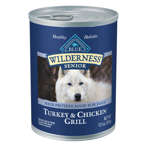 Blue Buffalo Wilderness Grain-Free Turkey & Chicken Grill Senior Canned Dog Food, 12.5 Oz.