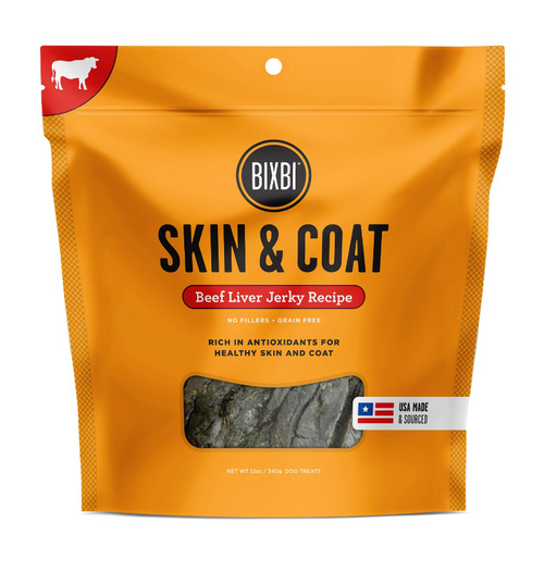 Bixbi Skin & Coat Beef Liver Jerky Dog Treats, 5oz.