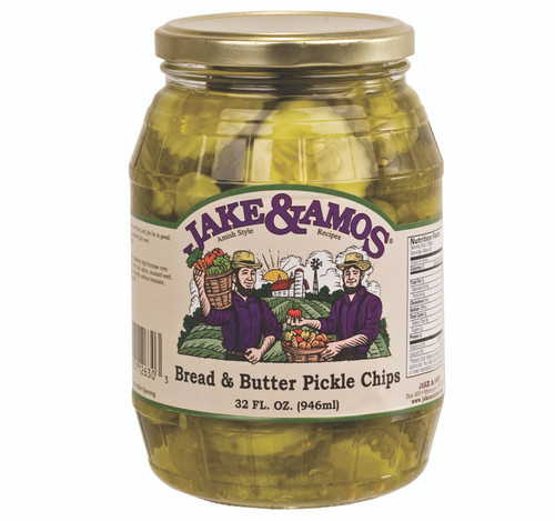 Jake and Amos Bread and Butter Pickle Chips 32 Ounces