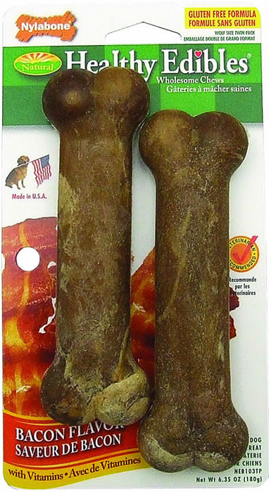 Nylabone Healthy Edibles Wolf Bacon Bone, 2 Pack