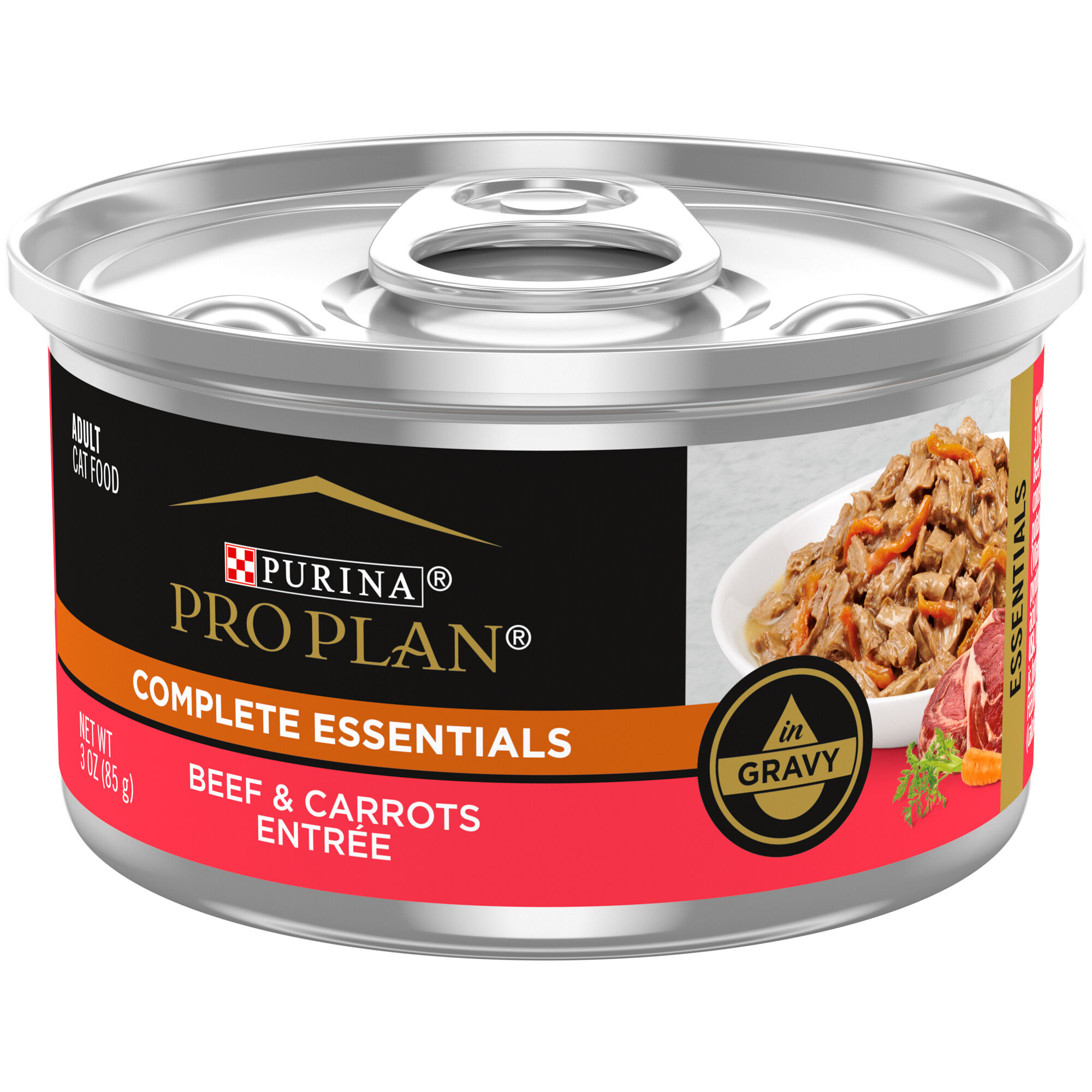 Purina Pro Plan Adult Complete Essentials Beef & Carrots in Gravy Entree Wet Cat Food