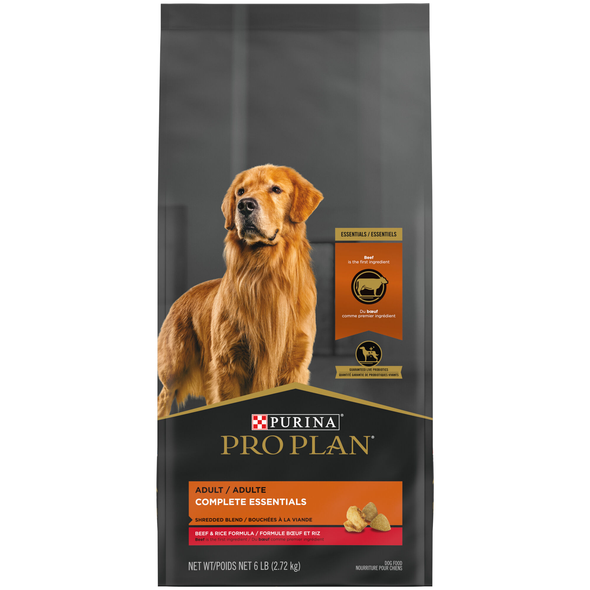 Purina Pro Plan Adult Complete Essentials Shredded Blend Beef & Rice Formula Dry Dog Food