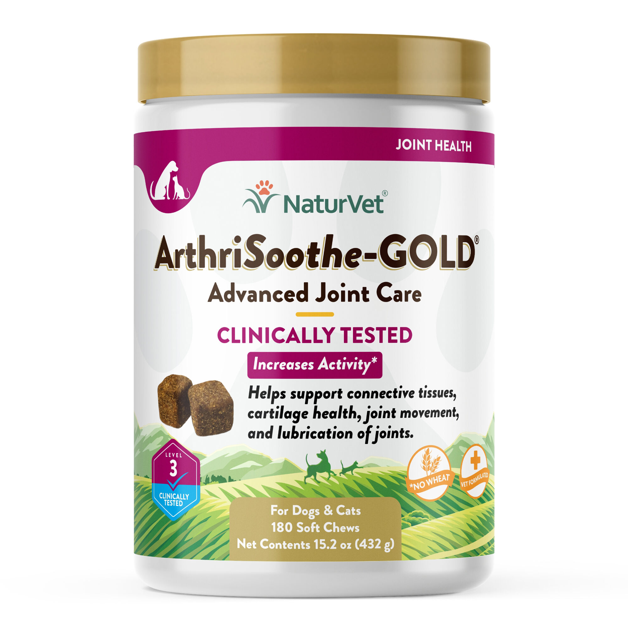 NaturVet ArthriSoothe-GOLD Level 3, Clinically Tested Advanced Joint Care Supplement for Dogs