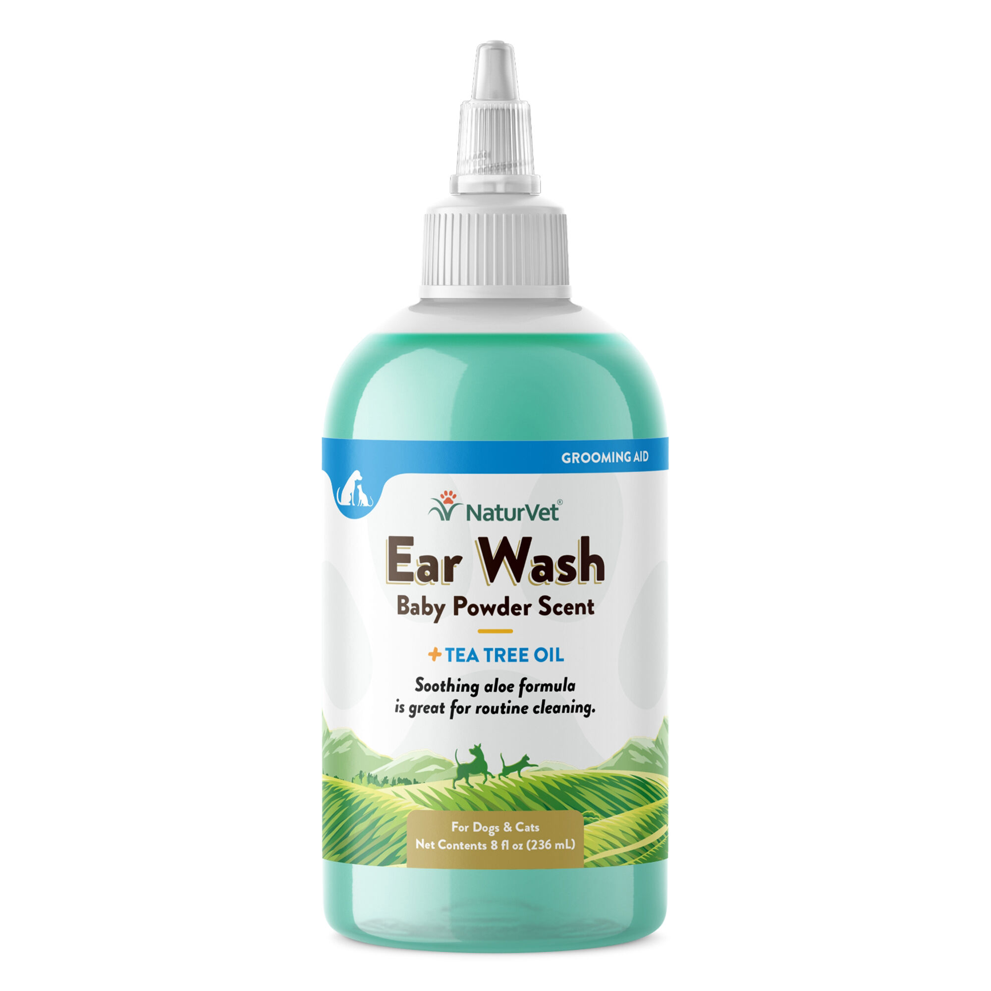 NaturVet Ear Wash with Tea Tree Oil and Baby Powder Scent