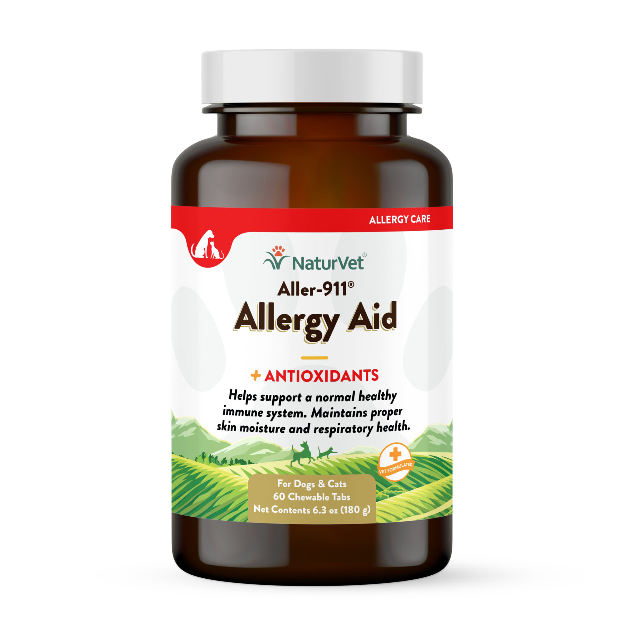 NaturVet Aller-911 Skin & Coat Allergy Aid Formula Plus Antioxidants Supplement for Dogs and Cats