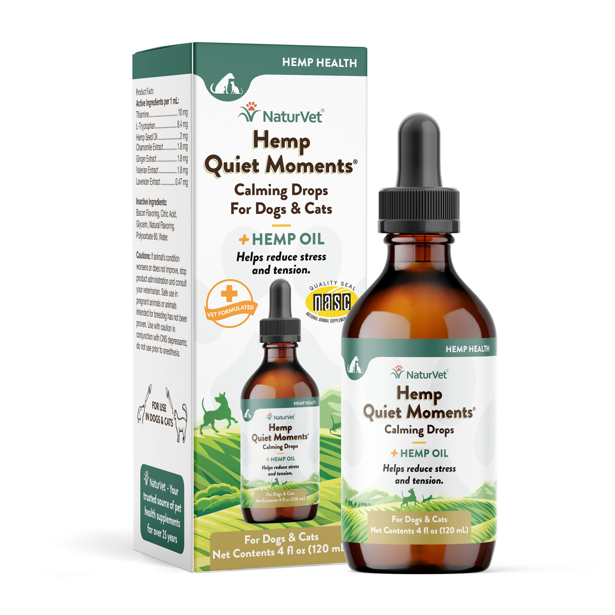 NaturVet Hemp Quiet Moments Hemp Oil Calming Drops for Dogs & Cats