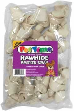 Natural Rawhide Knotted Bones Dog Treats, 2 Pound