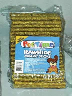 Munchy Rawhide Chicken Sticks, 5 Inch, 100 Pack