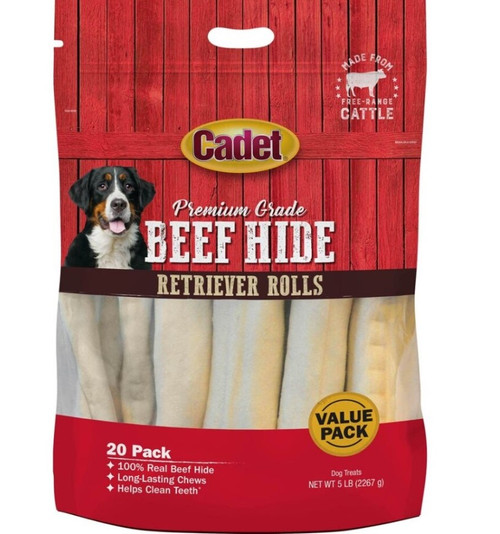 Cadet Rawhide Retriever Rolls, 20 Pack