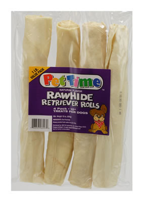 Natural Rawhide 10 Inch Retriever Rolls Dog Treats, 1 lb
