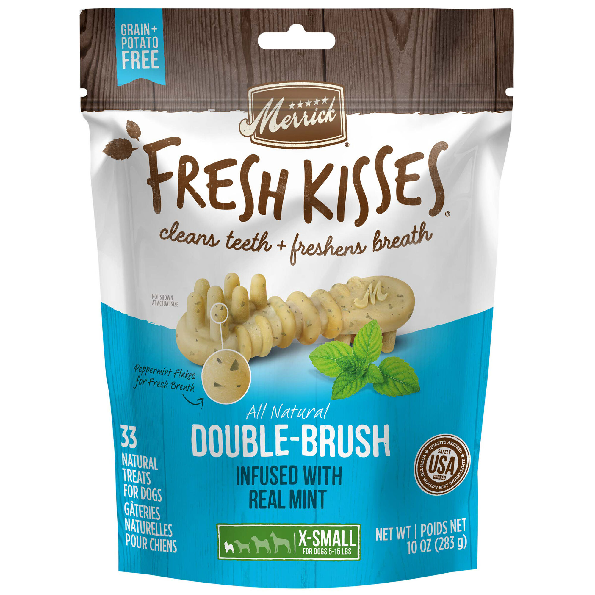 Merrick Fresh Kisses Grain Free Mint Breath Strips Dental Dog Treats
