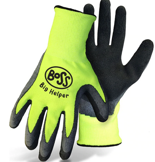 Boss Big Helper Kids Gloves with Latex Palm, Hi-Vis