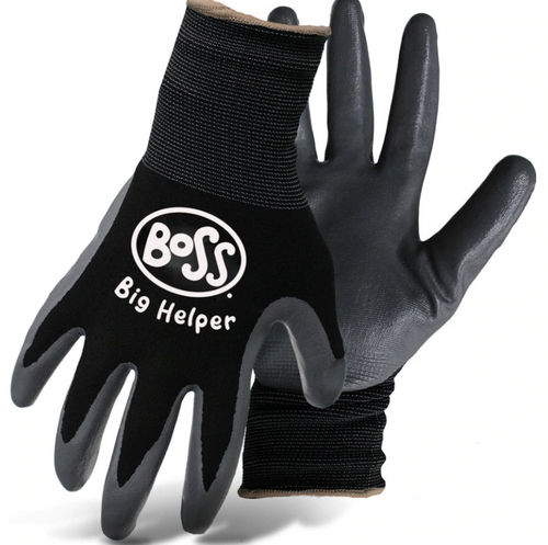 Boss Big Helper Kids Gloves with Nitrile Palm, Black