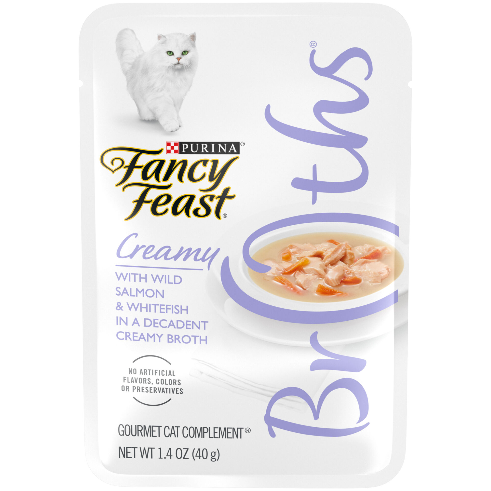 Fancy Feast Creamy Broths Wild Salmon & Whitefish Wet Cat Food Complement