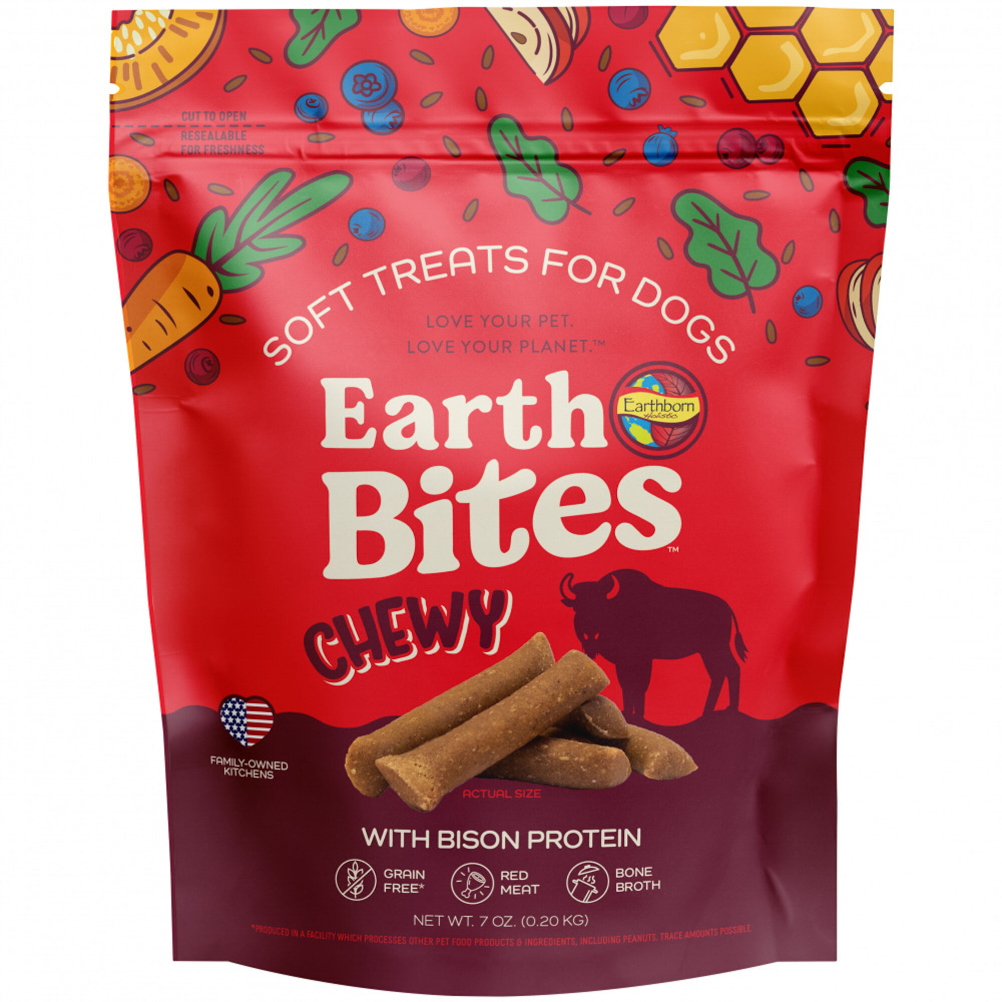 Earthborn Holistic Earth Bites Chewy Bison Protein Grain Free Soft Dog Treats
