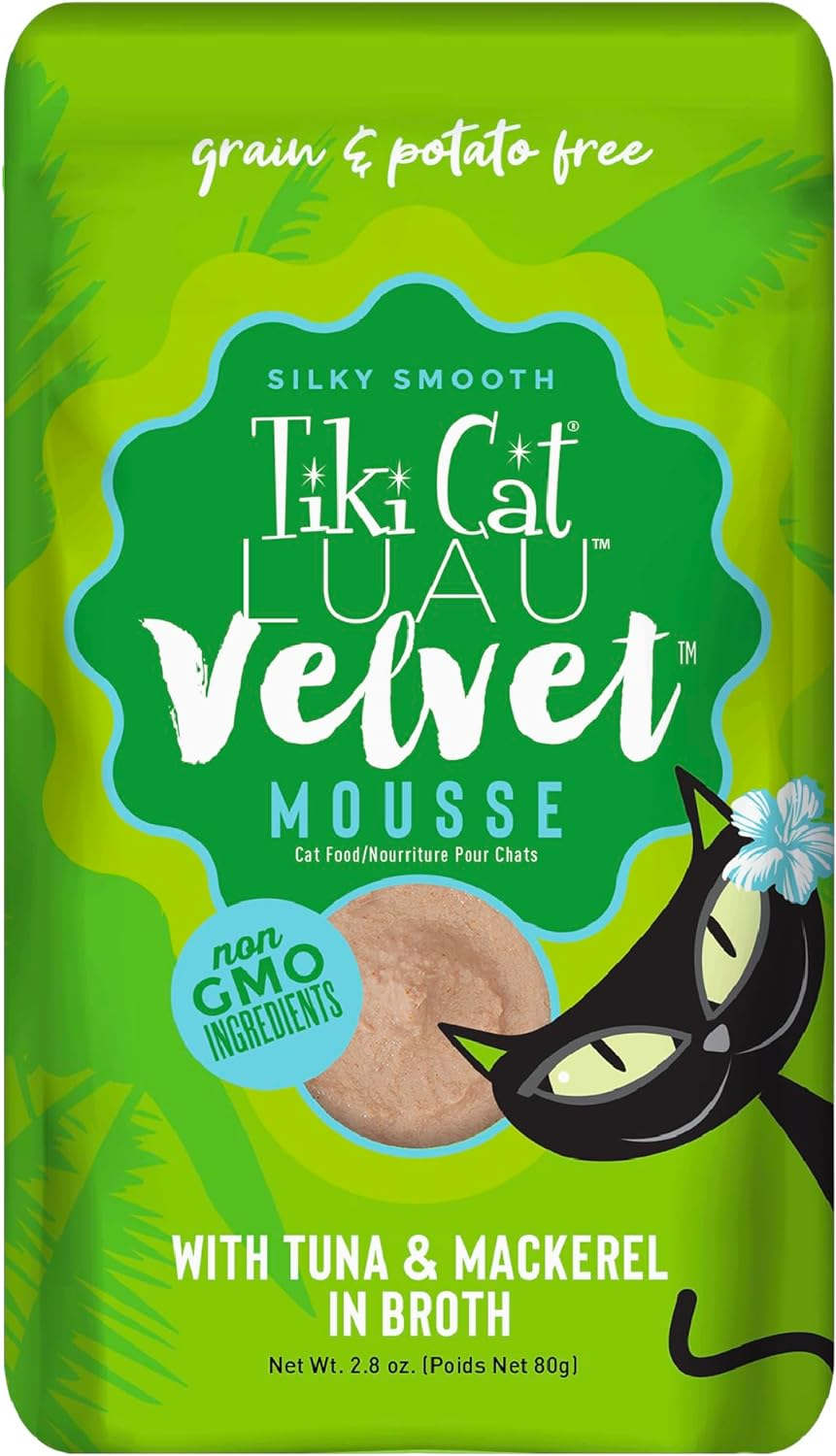 Tiki Cat Velvet Mousse Tuna & Mackerel (2.8 oz x 12 pouches)