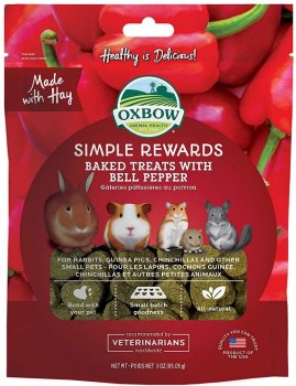 Oxbow Simple Rewards Baked Treats, Bell Pepper, Small Animal Treat, 3oz