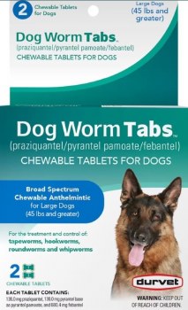 Durvet Dog Worm Tabs, Large Dog, 45lb, 2 Count